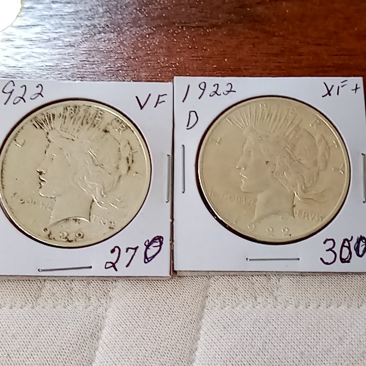 1922d And 1922 P Silver Coins Usa